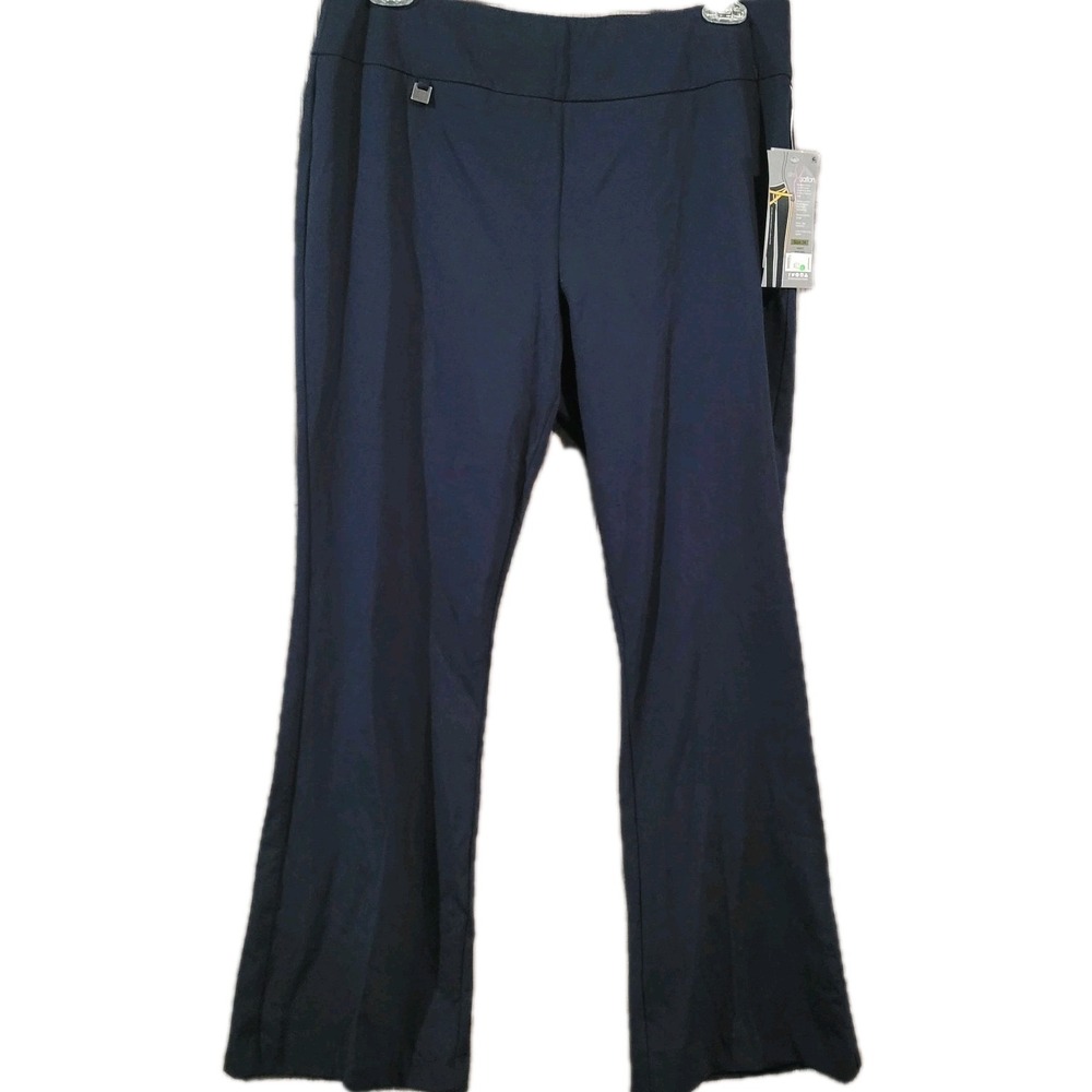 Slim-Sation Ease-y-Fit Flare Pant 14 x 31 Navy Blue Pull On Elastic Waist Career